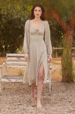 Floral Long Sleeve Back Cut Out Midi Dress -Astr The Label Shop 23 01 19 ASTR WEDDING42402