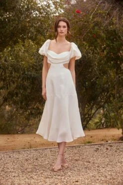 Winley Puff Sleeve Cutout Midi Dress -Astr The Label Shop 23 01 19 ASTR WEDDING42583