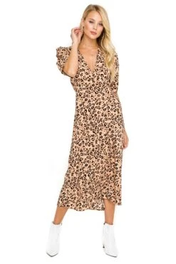 Short Sleeve Back Cutout Midi Dress