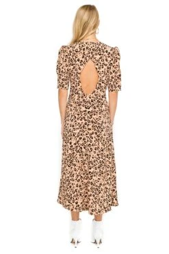 Short Sleeve Back Cutout Midi Dress -Astr The Label Shop ACDR100019B LEOPARD PRINT 05