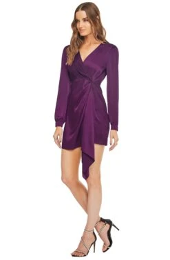 Flash Long Sleeved Dress -Astr The Label Shop ACDR100072 GRAPE 02