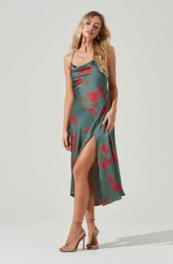 Gaia Floral Midi Dress 35 Gaia Floral Midi Dress -Astr The Label Shop ACDR100133D TEAL RASPBERRYFLORAL 3