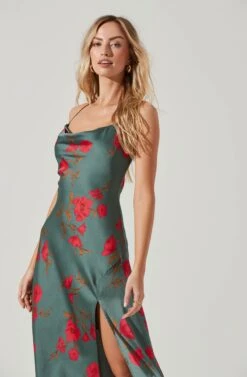 Gaia Floral Midi Dress 33 Gaia Floral Midi Dress -Astr The Label Shop ACDR100133D TEAL RASPBERRYFLORAL 4