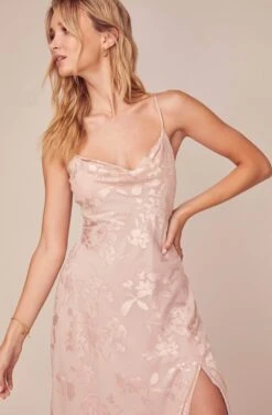 Gaia Floral Jacquard Midi Dress -Astr The Label Shop ACDR100133F BLUSH FLORAL JACQUARD 4