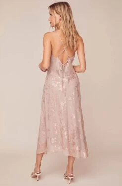 Gaia Floral Jacquard Midi Dress -Astr The Label Shop ACDR100133F BLUSH FLORAL JACQUARD 5