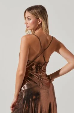 Gaia Metallic Midi Dress -Astr The Label Shop ACDR100133K BRONZE 5