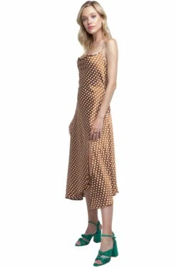 Cowl Strappy Dress 12 Cowl Strappy Dress -Astr The Label Shop ACDR100133 CARAMEL DOT 02
