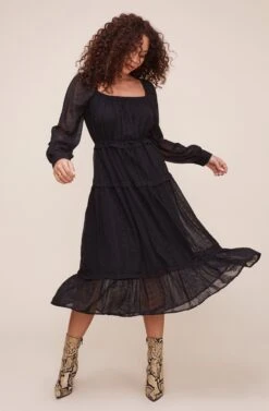 Padma Dress -Astr The Label Shop ACDR100324EMBO BLACK 1