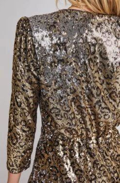 Selene Leopard Sequin Dress -Astr The Label Shop ACDR100380 GOLD LEOPARD SEQUIN 3