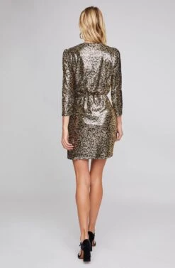 Selene Leopard Sequin Dress -Astr The Label Shop ACDR100380 GOLD LEOPARD SEQUIN 4