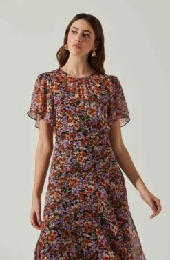 Mirella Floral Midi Dress 17 Mirella Floral Midi Dress -Astr The Label Shop ACDR100436DS ORANGEPURPLEFLORAL 3