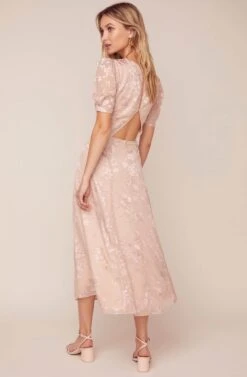 Monarch Floral Jacquard Midi Dress -Astr The Label Shop ACDR100482 BLUSH FLORAL JACQUARD 4