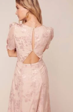 Monarch Floral Jacquard Midi Dress -Astr The Label Shop ACDR100482 BLUSH FLORAL JACQUARD 5