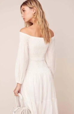 Utopia Off Shoulder Midi Dress -Astr The Label Shop ACDR100492 OFF WHITE 4
