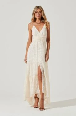 Frolic Cutout Front Slit Midi Dress -Astr The Label Shop ACDR100504E CREAM 1