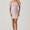Raina Jacquard Off Shoulder Mini Dress -Astr The Label Shop ACDR100544B DUSTYPINK 1