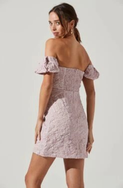 Raina Jacquard Off Shoulder Mini Dress -Astr The Label Shop ACDR100544B DUSTYPINK 4