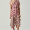 Santorini One Shoulder Midi Dress 1 Santorini One Shoulder Midi Dress -Astr The Label Shop ACDR100550C PINKBLACKFLORAL 1