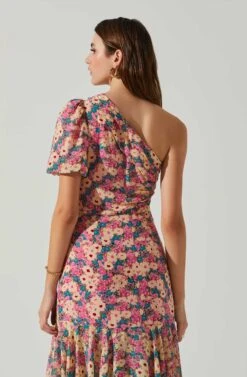 Santorini One Shoulder Midi Dress 11 Santorini One Shoulder Midi Dress -Astr The Label Shop ACDR100550C PINKBLACKFLORAL 5