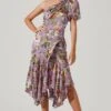 Santorini Floral One Shoulder Midi Dress 1 Santorini Floral One Shoulder Midi Dress -Astr The Label Shop ACDR100550SB LILACMULTIFLORAL 1