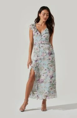 Tempest Floral Ruffle Midi Dress -Astr The Label Shop ACDR100578 IVORY LILACFLORAL 2 5c5c7a60 bdc8 4587 93ce baf35582c89e