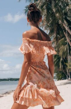 Riviera Floral Off Shoulder Dress -Astr The Label Shop ACDR100602 PINKPAPAYAFLORAL 5