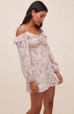 Anastasia Cutout Mini Dress -Astr The Label Shop ACDR100851JC IVORYLILACFLORAL 5