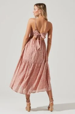 Ursa Tie Back Floral Midi Dress -Astr The Label Shop ACDR100864 PINK TAUPEFLORAL 0286