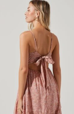 Ursa Tie Back Floral Midi Dress -Astr The Label Shop ACDR100864 PINK TAUPEFLORAL 0289