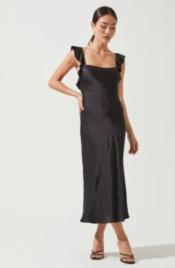 Rina Ruffle Strap Midi Dress