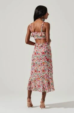 Wildflower Ruffle Cutout Midi Dress -Astr The Label Shop ACDR100906 PINKREDFLORAL 3 2d3744e9 1cb4 4baa 88e1 429ee032f511
