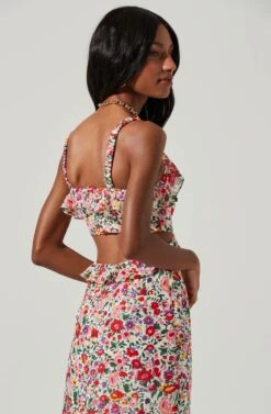 Wildflower Ruffle Cutout Midi Dress -Astr The Label Shop ACDR100906 PINKREDFLORAL 4 6b1aa250 2519 4a40 a698 ad4bbb75688d