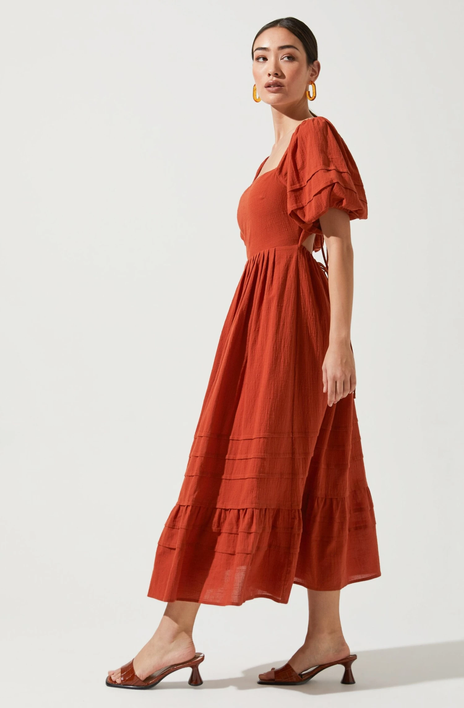 Arizona Puff Sleeve Cutout Midi Dress 4 Arizona Puff Sleeve Cutout Midi Dress - Image 2