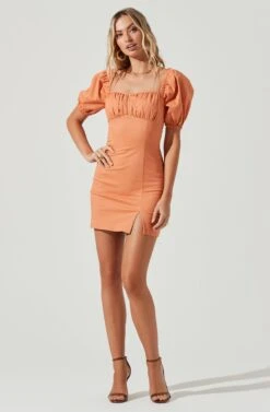 Wendy Square Neck Puff Sleeve Mini Dress 30 Wendy Square Neck Puff Sleeve Mini Dress -Astr The Label Shop ACDR100952C PAPAYA 1 0e603d91 6418 43d1 934a 0a1250d7734d