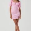 Wendy Square Neck Puff Sleeve Mini Dress -Astr The Label Shop ACDR100952C PINK 0937 0b407850 ea99 4b2f 9904 e5ca11fb066c
