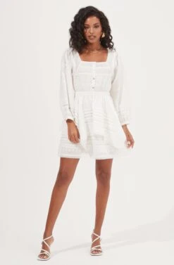 Pacoima Ruffle Pointelle Mini Dress -Astr The Label Shop ACDR100960 WHITE 1