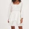 Pacoima Ruffle Pointelle Mini Dress -Astr The Label Shop ACDR100960 WHITE 2