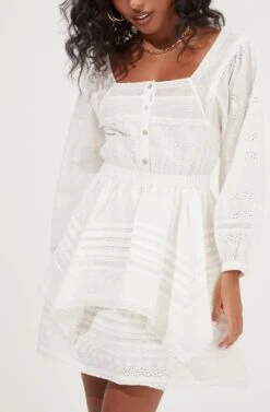 Pacoima Ruffle Pointelle Mini Dress -Astr The Label Shop ACDR100960 WHITE 4