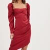 Claudina Rhinestone Embellished Satin Long Sleeve Midi Dress -Astr The Label Shop ACDR100964 FUCHSIA 2