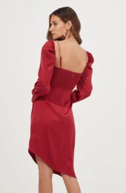 Claudina Rhinestone Embellished Satin Long Sleeve Midi Dress 12 Claudina Rhinestone Embellished Satin Long Sleeve Midi Dress -Astr The Label Shop ACDR100964 FUCHSIA 5