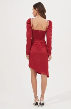 Claudina Rhinestone Embellished Satin Long Sleeve Midi Dress 10 Claudina Rhinestone Embellished Satin Long Sleeve Midi Dress -Astr The Label Shop ACDR100964 FUCHSIA 6