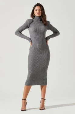 Abilene Long Sleeve Turtleneck Midi Sweater Dress -Astr The Label Shop ACDR100970 CHARCOAL 1826 365522e1 de89 4524 981f 292b0421270a
