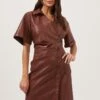 Terra Faux Leather Mini Dress 2 Terra Faux Leather Mini Dress -Astr The Label Shop ACDR100994 RUSTBROWN 3