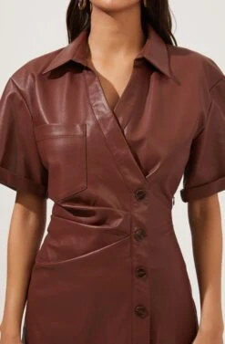 Terra Faux Leather Mini Dress 12 Terra Faux Leather Mini Dress -Astr The Label Shop ACDR100994 RUSTBROWN 4