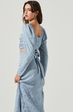 Lainie Long Sleeve Cutout Midi Dress -Astr The Label Shop ACDR101000C BLUEFLORALSATIN 4