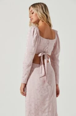 Lainie Long Sleeve Cutout Midi Dress -Astr The Label Shop ACDR101000C PINKFLORALSATIN 4