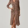 Medine Animal Print Midi Dress -Astr The Label Shop ACDR101016 TAUPE GOLDANIMAL 2