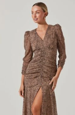 Medine Animal Print Midi Dress 11 Medine Animal Print Midi Dress -Astr The Label Shop ACDR101016 TAUPE GOLDANIMAL 3