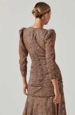 Medine Animal Print Midi Dress 12 Medine Animal Print Midi Dress -Astr The Label Shop ACDR101016 TAUPE GOLDANIMAL 5