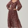 Arlette Floral Sweetheart Long Sleeve Maxi Dress